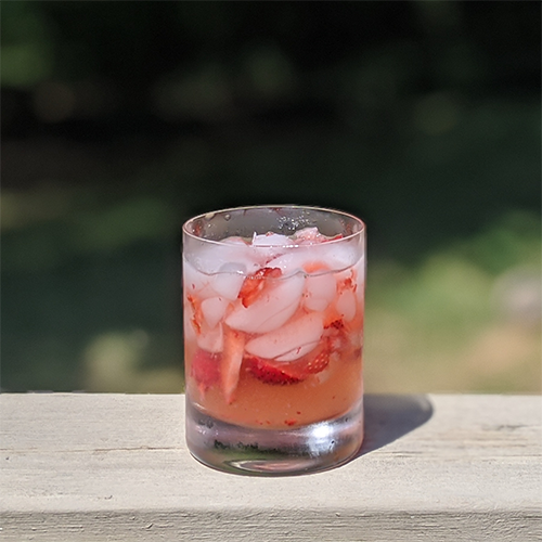 a glass of strawberry lemonade
